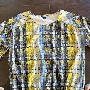 project RUNWAY Yellow Black White Plaid Long Sleeve Top